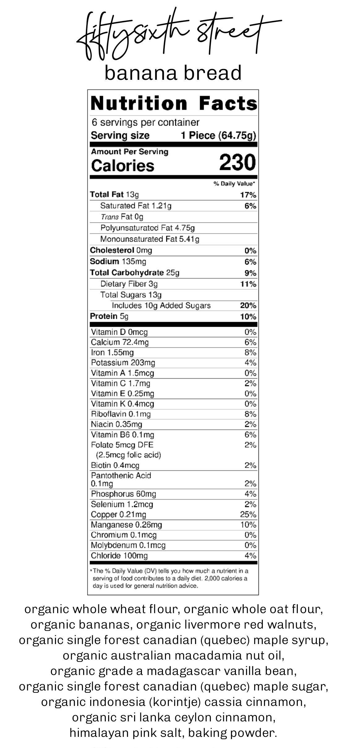 nutrition facts